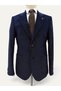 Navy Blue Ribbed Velvet Jacket with a Mandarin Collar. - 6