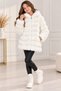 Girls' Plush Fur Coat, Hooded, Zippered, with Pom-Poms, Soft Textured, Thick Winter Jacket.