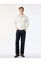 Men White Plain Collared Long Sleeves Sweatshirt