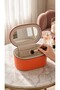Large Capacity Makeup and Accessory Organizer Box with Mirror |   Leather-Look Organizer 27*14*14 Orange - 3