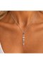 Stainless Steel Y Necklace, Silver Color, Multi-Stone, Colorful Zircon Stone, Long Pendant, Steel Necklace (38 cm Chain, 4 cm Extension. Comes with a Jewelry Box).