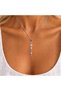Stainless Steel Y Necklace, Silver Color, Multi-Stone, Colorful Zircon Stone, Long Pendant, Steel Necklace (38 cm Chain, 4 cm Extension. Comes with a Jewelry Box). - 3