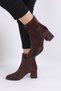 Women's Suede Zippered Ankle Boots with Thick Heels. - 2