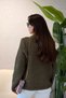 Women's Knitted Detail Quilted Jacket Khaki - 5