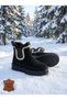 Sirel Women's Boots, Faux Fur Lining, Knitted Trim, Genuine Leather Suede, Black. - 2