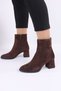 Women's Suede Zippered Ankle Boots with Thick Heels. - 3