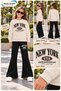 Winter, Spring, and Autumn Girls' Black Spanish Flared Bottoms and Beige Sweat Top - 2
