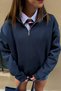 Fw Cool Puff Relaxed Fit Navy Blue Half Zip Sweatshirt - 5
