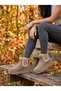 Sirel Women's Boots with Fur Lining, Knitted Trim, Genuine Leather, Suede, Khaki - 3