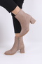 Women's Suede Zippered Ankle Boots with Thick Heels. - 2