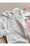 Minimal Floral Embroidered Long-Sleeved Bodysuit and Pink Pants Set with Fishtail Detail. - 7