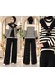 Women's hijab shawl detailed striped knitwear pantsuit black