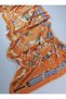 Luxury Voile Silk Scarf with Horse and Belt Pattern, Double-Sided, 70 X 180 Cm.