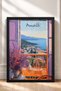 Amalfi Balcony View and Purple Flowers Framed Painting, Italy Poster, Wall Decor, Itp161. - 3