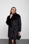 Black Jacket-Style, Single-Button, Long-Haired Faux Fur Coat with Fur-Trimmed Trim - 2