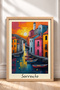 Sorrento Pink and Blue Facade Houses Framed Poster, Italy Poster, Living Room, Kitchen, Wall Decor, Itp144. - 3