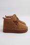 Women's Brown Lace-Up Short Platform Boots with Fur Lining. - 5