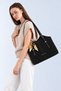 Alvera Women's Shoulder Bag, Tote Style, Suede-Look, with Scarf Detail, Black. - 3