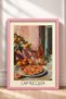 Capricciosa Pizza and Rose Wine Tabletop Framed Painting, Italy Poster, Wall Decor, Itp167. - 3