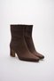 Zrcb3 Luxe Dark Brown Suede Chunky Heel Zippered Winter Boots (7cm) - 5