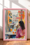 Dolce Far Niente, Coffee Shop with Women, Framed Painting, Italy Poster, Living Room, Kitchen, Wall Decor, Itp151.