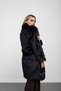 Black Jacket-Style, Single-Button, Long-Haired Faux Fur Coat with Fur-Trimmed Trim - 4