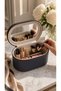 Large Capacity Makeup and Accessory Organizer Box with Mirror |   Leather-Look Organizer 27*14*14 Navy Blue - 4