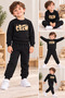 Boys' 2-Piece Sweatshirt and Jogger Tracksuit Set, the Crew Printed Crew Neck, Casual Sportswear, Top and Bottom Set. - 2