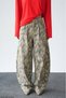 Trend Women's Camouflage Pattern High-Waisted Baggy Fit Wide-Leg Jeans