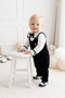 Boy's 100% Cotton Jersey Bodysuit with Bow Tie and Black Dungarees—3-Piece Set for Birthdays, Special Occasions, and Weddings - 3