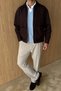 Sanyo Velvet Collar Double Zipper Oversize Men's Gabardine Jacket - 4