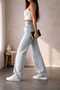 Domino Women's High-Waisted Ice Blue Wide-Leg Palazzo Jeans, Stretchy Denim Pants. - 2