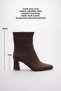 Zrcb3 Luxe Dark Brown Suede Chunky Heel Zippered Winter Boots (7cm) - 4