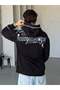 Floral Printed Oversized Hoodie T-Shirt, Black. - 4