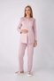 Maternity Pajama Set, 3-Piece Set, Lace Robe, Buttoned Nursing Robe, Jacquard Fabric. - 7