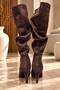 Women's Dark Brown Suede Ruched Heeled Boots - 4