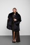 Black Jacket-Style, Single-Button, Long-Haired Faux Fur Coat with Fur-Trimmed Trim - 3