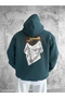Hooded Oversized Premium Sweatshirt with Embroidered Sabır Design. - 3