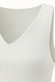 V-Neck Sleeveless Ecru Corded Fabric Sweater - 2