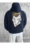 Hooded Oversized Premium Sweatshirt with Embroidered Sabır Design. - 3