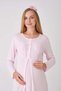 Maternity and Postpartum Nightgown Set, 2-Piece, with Lace Panels, Buttoned, Nursing-Friendly, Jacquard Fabric. - 6