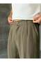 Modal Fabric Pleated Baggy Trousers, Khaki - 5