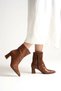 Zrcb2 Premium Brown Patterned Winter Boots with Thick Heels and Zipper (7cm)