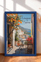 Five Terre Terrace with Orange Tree Framed Painting, Italy Poster, Wall Decor, Itp169.