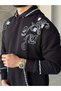 Floral Printed Oversized Hoodie T-Shirt, Black. - 2