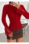 Red Knit Cardigan with Lace Detail - 0207
