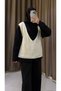 Oversized V-Neck Sweater - Cream