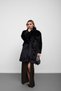 Black Jacket-Style, Single-Button, Long-Haired Faux Fur Coat with Fur-Trimmed Trim - 5