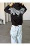 Baroque Patterned Hooded Oversized Zippered Sweatshirt, Black. - 4
