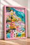 Riomaggiore Pastel-Colored Houses Framed Painting, Italy Poster, Living Room, Kitchen, Wall Decor, Itp159. - 2